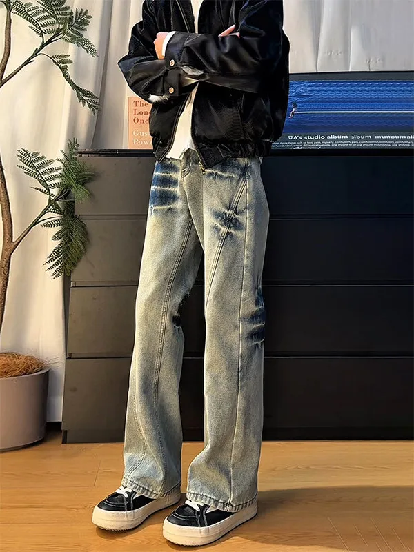Cleanfit Men's Winter Denim Jeans Lightning Pattern Waed Fce Straight Leg Micro Flared Pants Retro Sle American Design
Cleanfit Men's Winter Denim Jeans Lightning Pattern Waed Fce Straight Leg Micro Flared Pants Retro Sle American Design