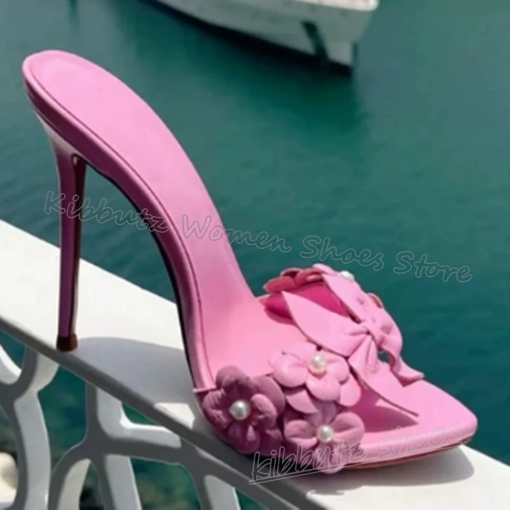 Flower Slipper Sandals Pearls Pointy Thin Heels Leather Solid Color Fashion Luxury Elegant Concise Party Wedding Women Shoes New
Flower Slipper Sandals Pearls Pointy Thin Heels Leather Solid Color Fashion Luxury Elegant Concise Party Wedding Women Shoes New