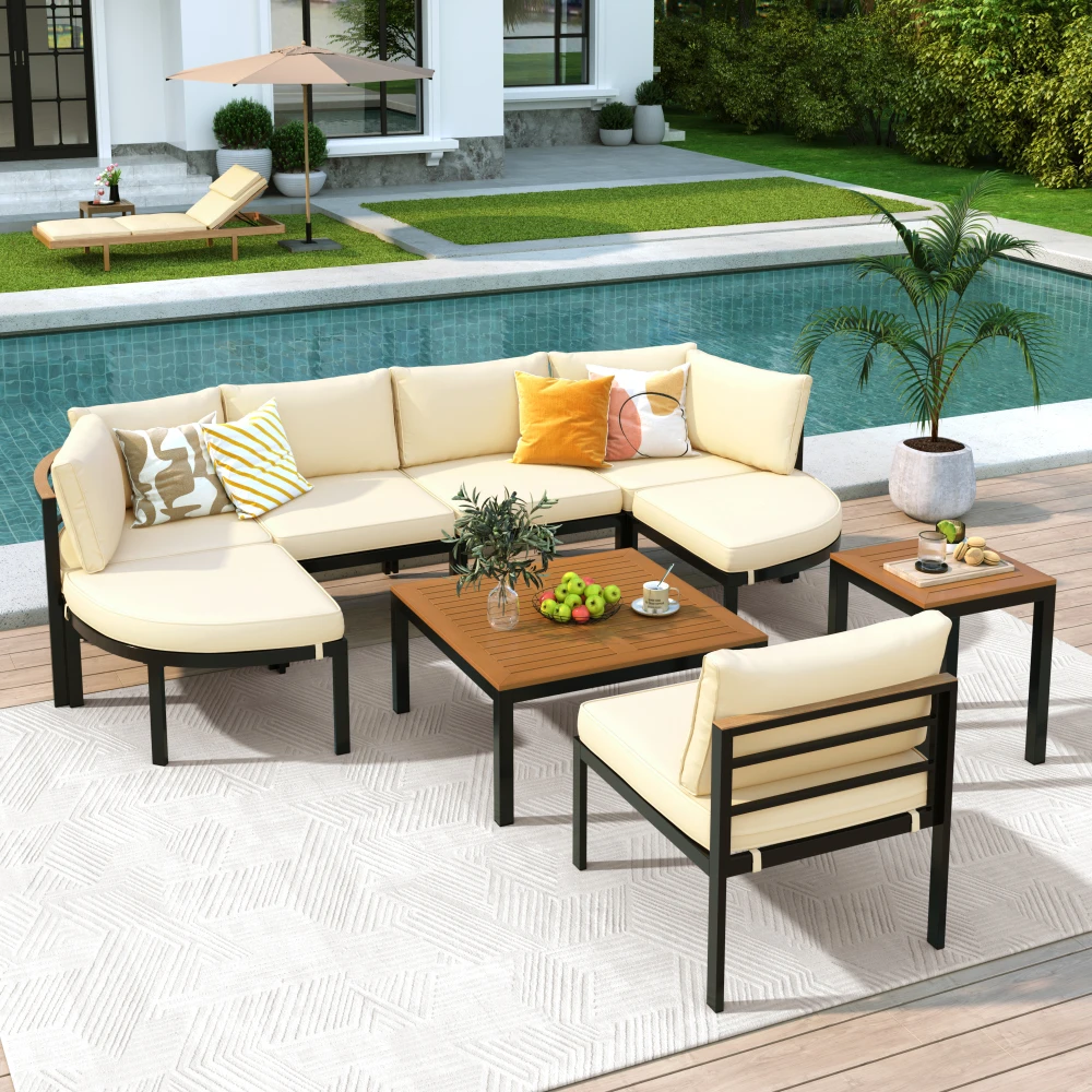 Modern Outdoor Sectional Sofa Set Patio Seating Group Outdoor Conversation Set with Cushions for Patio, Backyard, Garden, Beige
Modern Outdoor Sectional Sofa Set Patio Seating Group Outdoor Conversation Set with Cushions for Patio, Backyard, Garden, Beige