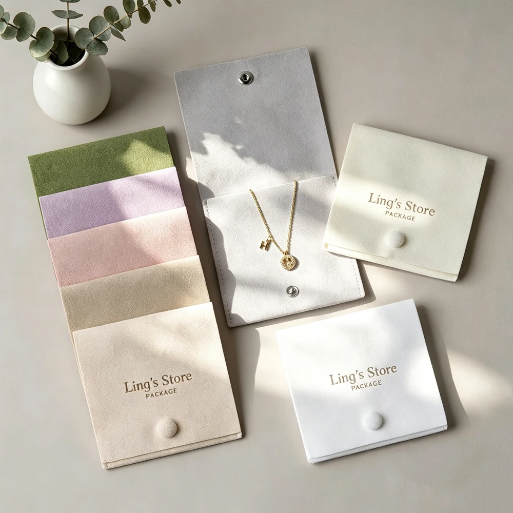 50Pcs Luxury Custom Logo Jewelry Microfiber Snap Bag Ring Earing Bracelet Packaging Pouch Mom Gift Organizer Wedding Favors Sack
50Pcs Luxury Custom Logo Jewelry Microfiber Snap Bag Ring Earing Bracelet Packaging Pouch Mom Gift Organizer Wedding Favors Sack