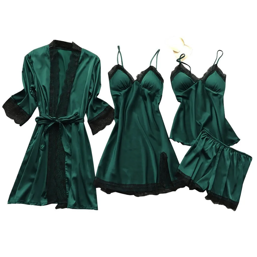 Cross-border pajamas female sexy pajamas four-piece set Korean version nightgown with chest pad
Cross-border pajamas female sexy pajamas four-piece set Korean version nightgown with chest pad