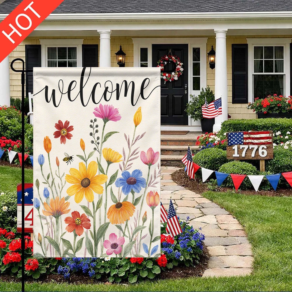 Welcome Floral Garden Flag Double Sided Printed Wildflower Bee Yard Decor Without Flagpole
Welcome Floral Garden Flag Double Sided Printed Wildflower Bee Yard Decor Without Flagpole