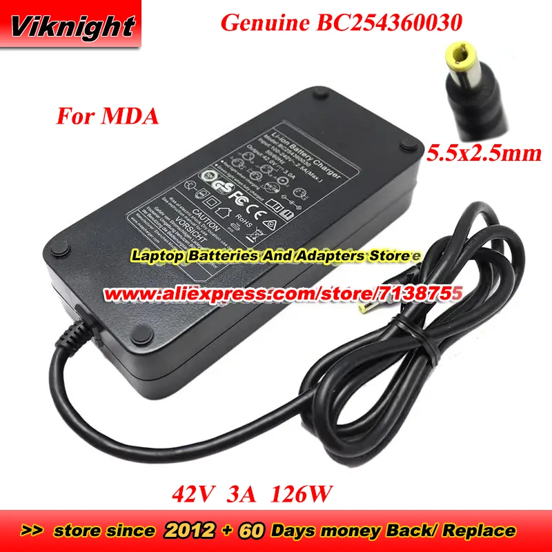 Genuine 42V 3A 126W BC254360030 AC Adapter Fast Charger for MDA Power Adapter with 5.5 x 2.5mm Power Supply
Genuine 42V 3A 126W BC254360030 AC Adapter Fast Charger for MDA Power Adapter with 5.5 x 2.5mm Power Supply