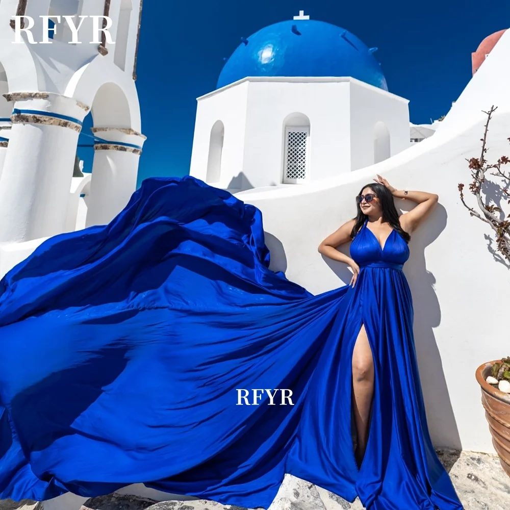 RFYR Royal Blue Evening Dress Flying Dress Prom Dress Halter High Slit Long Train Party Dress for Women فساتين منا Customized
RFYR Royal Blue Evening Dress Flying Dress Prom Dress Halter High Slit Long Train Party Dress for Women فساتين منا Customized