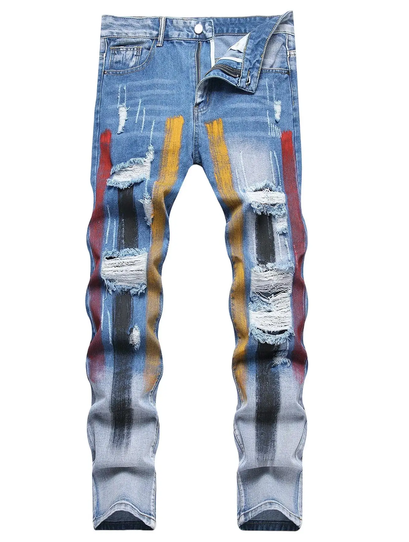 Light Blue Men's Jeans with Paint Splatter High-End Slim Fit Non-Stretch Small Footwear Casual Denim Pants
Light Blue Men's Jeans with Paint Splatter High-End Slim Fit Non-Stretch Small Footwear Casual Denim Pants