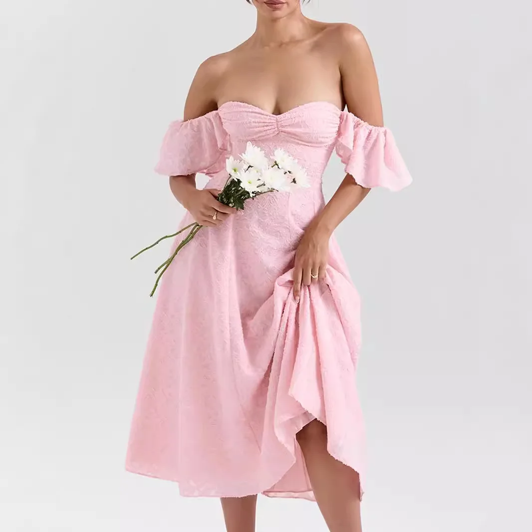 Pink sexy square collar waist backless medium and long French dress fashionable simple and versatile temperament elegant holiday
Pink sexy square collar waist backless medium and long French dress fashionable simple and versatile temperament elegant holiday