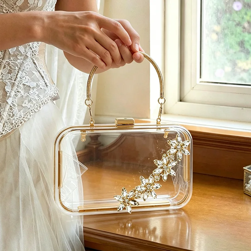 Fashion acrylic pearl handbag women's 2026 new INS messenger bag transparent dinner bag cross
Fashion acrylic pearl handbag women's 2026 new INS messenger bag transparent dinner bag cross