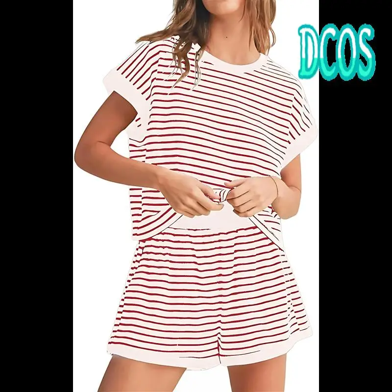 DCOS-Women Summer 2 Piece Sets Striped Short Sleeve T Shirts And Shorts Matching Set
DCOS-Women Summer 2 Piece Sets Striped Short Sleeve T Shirts And Shorts Matching Set