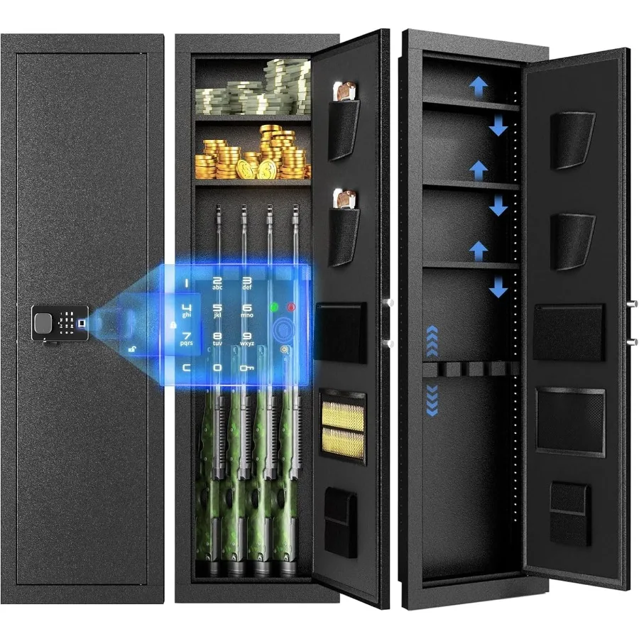 Биометрический настенный сейф для винтовки 53, черный с распознаванием отпечатков пальцев, 3 съемными полками, улучшенная безопасность с биометром
Биометрический настенный сейф для винтовки 53, черный с распознаванием отпечатков пальцев, 3 съемными полками, улучшенная безопасность с биометром