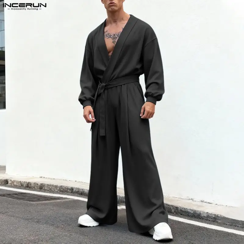 INCERUN Men Jumpsuits Solid Color Pleated Lace Up Casual Male Overalls Streetwear Loose V Neck Long Sleeve Fashion Rompers Men
INCERUN Men Jumpsuits Solid Color Pleated Lace Up Casual Male Overalls Streetwear Loose V Neck Long Sleeve Fashion Rompers Men