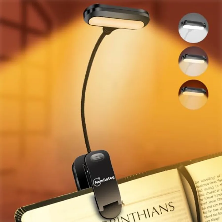 Rechargeable Book Light, Reading Lights for Books in Bed with 3 Color Temperatures and Stepless Dimming Brightness, 360°rotatab
Rechargeable Book Light, Reading Lights for Books in Bed with 3 Color Temperatures and Stepless Dimming Brightness, 360°rotatab