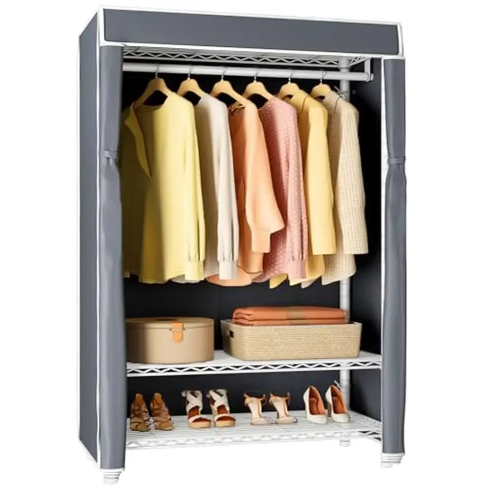 3-Tier Freestanding Clothes Rack with Dustproof Cover Strong Iron Pipe Construction Multi-Functional Closet Organizer Easy
3-Tier Freestanding Clothes Rack with Dustproof Cover Strong Iron Pipe Construction Multi-Functional Closet Organizer Easy