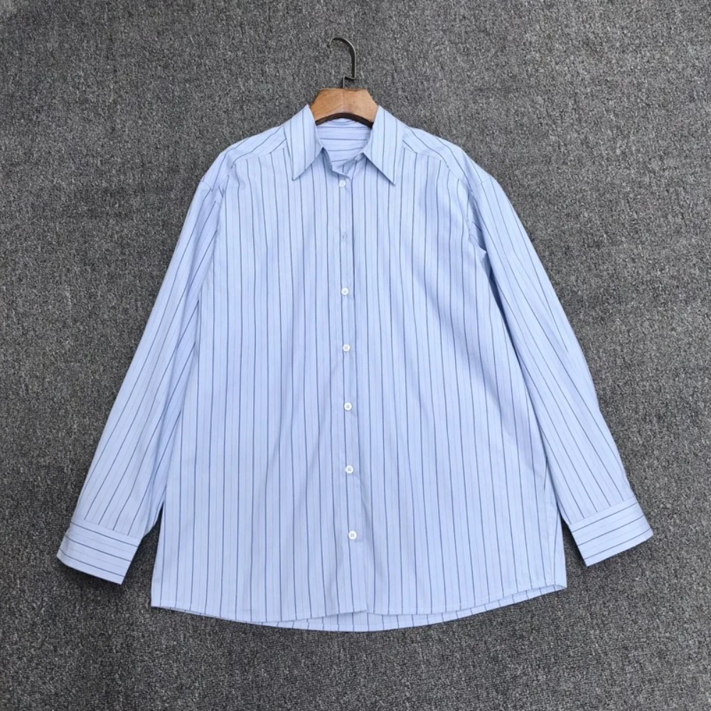 Spring/Summer Loose-fitting Collared Long-sleeved Cotton Striped Shirt
Spring/Summer Loose-fitting Collared Long-sleeved Cotton Striped Shirt