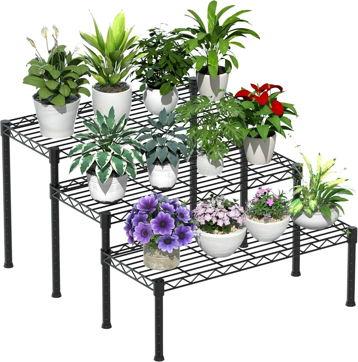 3 Tier Adjustable Plant Stand for Indoor/Outdoor, Heavy Duty Carbon Steel, 350 lbs Capacity, Black
3 Tier Adjustable Plant Stand for Indoor/Outdoor, Heavy Duty Carbon Steel, 350 lbs Capacity, Black