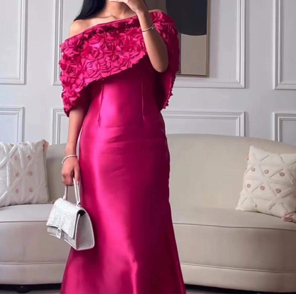 CustomizedMermaid Strapless Off the Shoulder Satin Half Sleeves Elegant and Temperament Evening Dresses Flowers Pleats Saudi Ara
CustomizedMermaid Strapless Off the Shoulder Satin Half Sleeves Elegant and Temperament Evening Dresses Flowers Pleats Saudi Ara