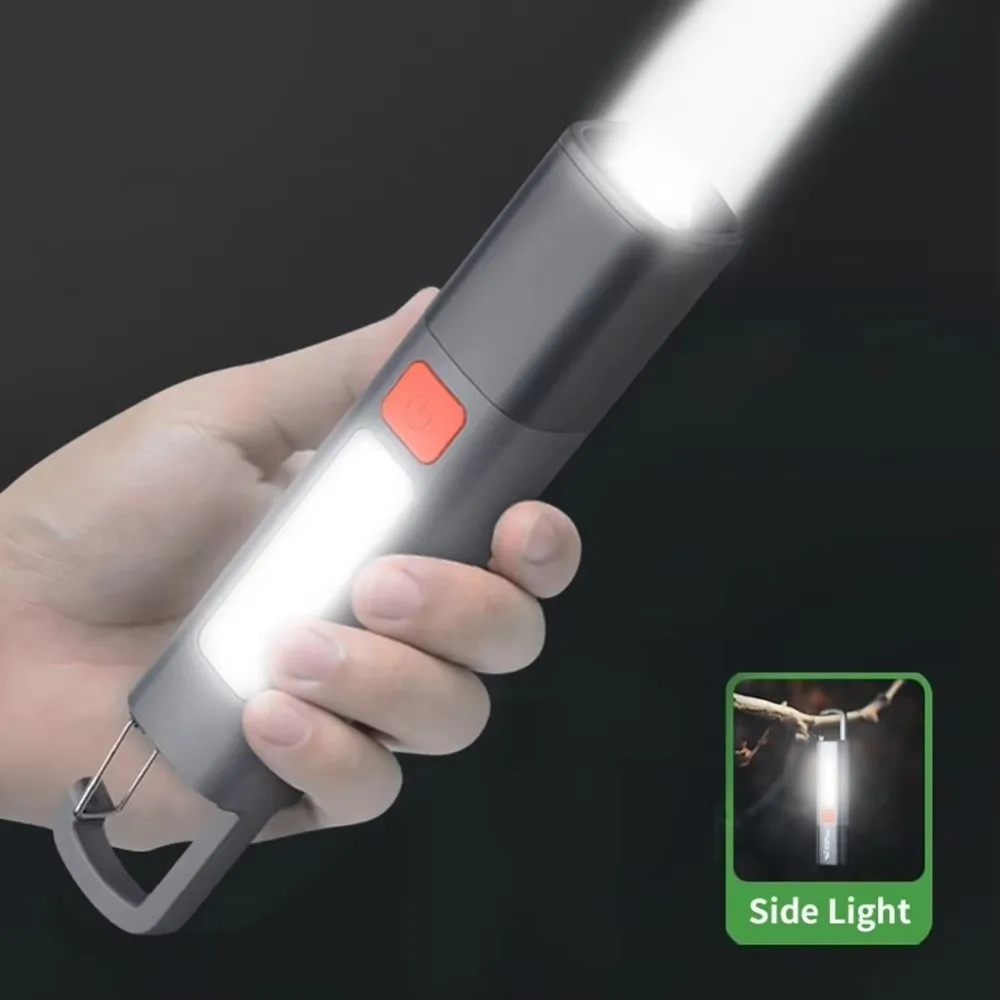 Zoomable Super Bright LED Flashlight Rechargeable Waterproof Torch Light Long-range Emergency Lantern With Hook Camping Lights
Zoomable Super Bright LED Flashlight Rechargeable Waterproof Torch Light Long-range Emergency Lantern With Hook Camping Lights