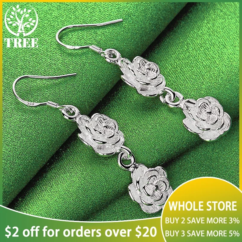 ALITREE 925 Sterling Silver Double Flower Drop Earrings For Women Party Engagement Wedding Fashion Charm Jewelry Birthday Gifts
ALITREE 925 Sterling Silver Double Flower Drop Earrings For Women Party Engagement Wedding Fashion Charm Jewelry Birthday Gifts