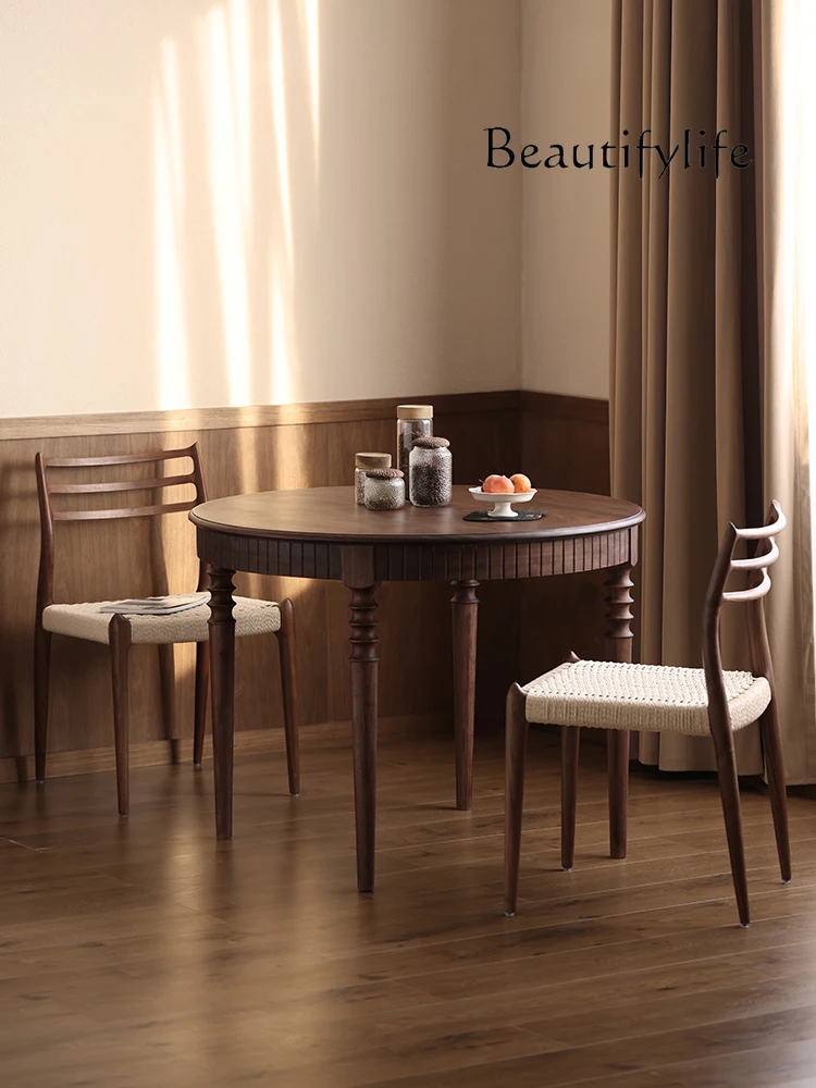 American Retro Modern Solid Wood Living Room Home round Table Nordic Simple Black Walnut
American Retro Modern Solid Wood Living Room Home round Table Nordic Simple Black Walnut