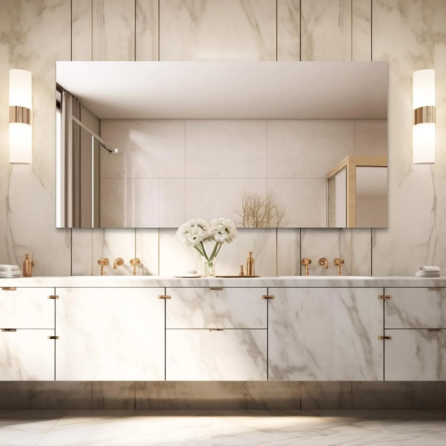 60" x 28" Frameless Modern Bathroom Mirror, Shatterproof, Horizontal/Vertical
60" x 28" Frameless Modern Bathroom Mirror, Shatterproof, Horizontal/Vertical