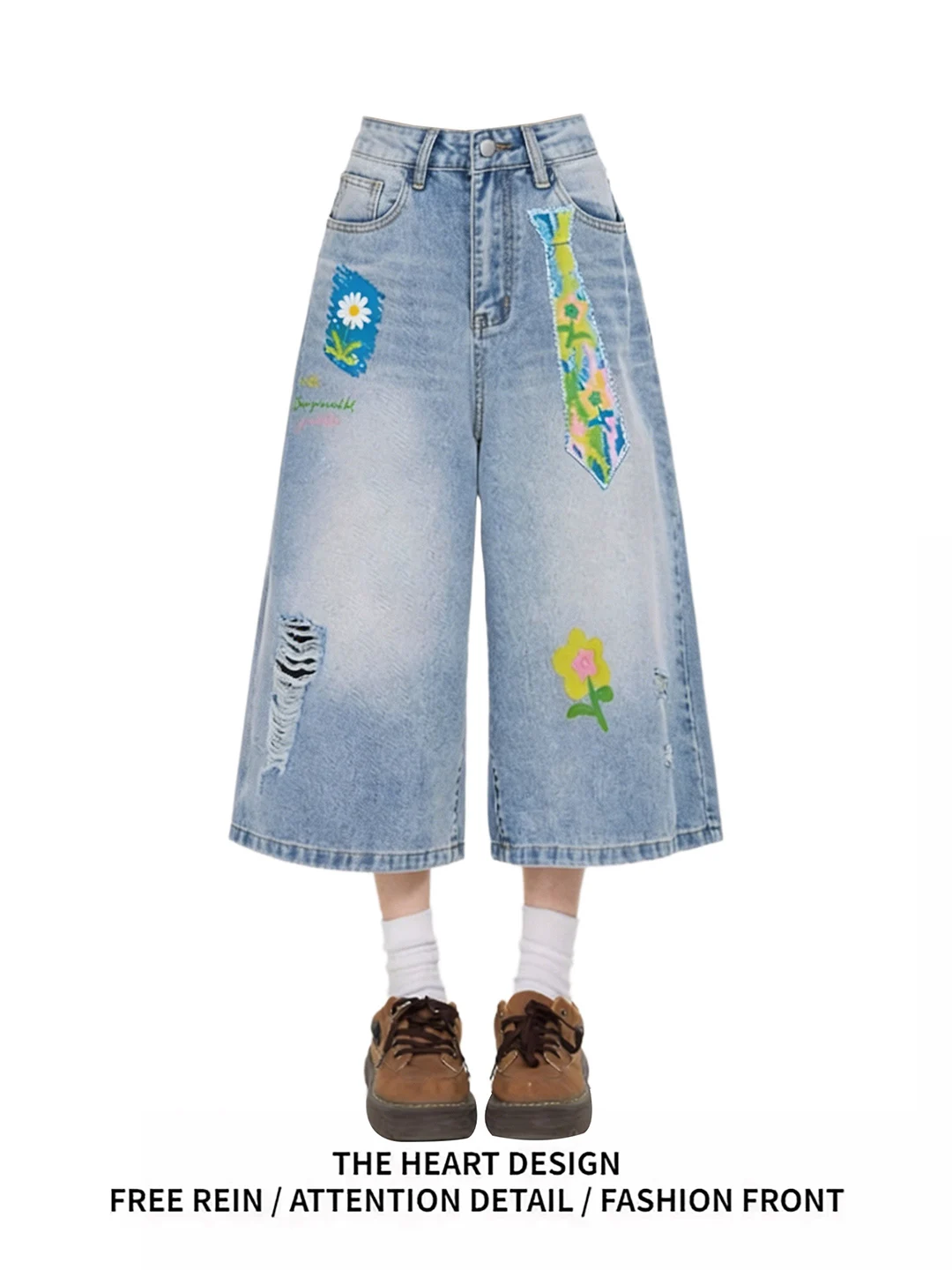 Retro American Floral Embroidery Denim Shorts High Waist Wide Leg Straight Cut Summer Casual Wearable Versatile Trendy Brand
Retro American Floral Embroidery Denim Shorts High Waist Wide Leg Straight Cut Summer Casual Wearable Versatile Trendy Brand