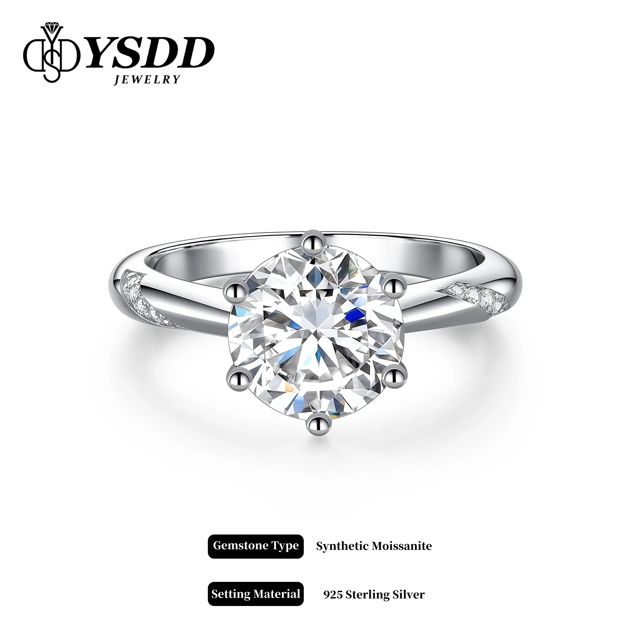 #12 YSDD Sparkling 0.5-2 carat Moissanite ring 925 sterling silver plated 18k white gold engagement and wedding ring for women
#12 YSDD Sparkling 0.5-2 carat Moissanite ring 925 sterling silver plated 18k white gold engagement and wedding ring for women