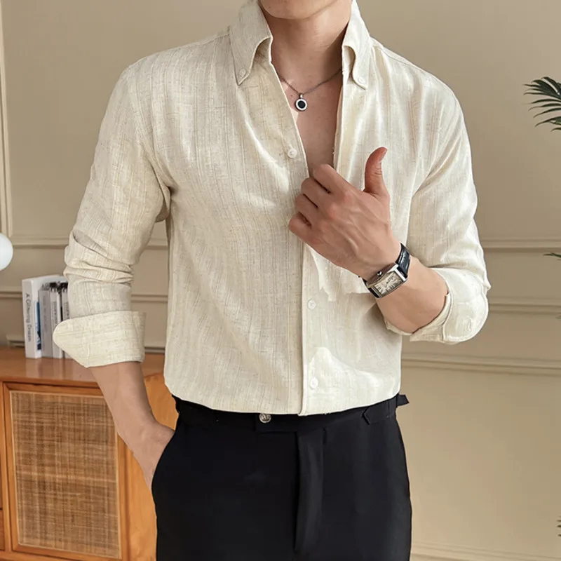 Men's Linen Shirt Long Sleeve British Style Slim Fit Button Down Dress Shirt Fashionable Casual Striped Blouse Tops
Men's Linen Shirt Long Sleeve British Style Slim Fit Button Down Dress Shirt Fashionable Casual Striped Blouse Tops