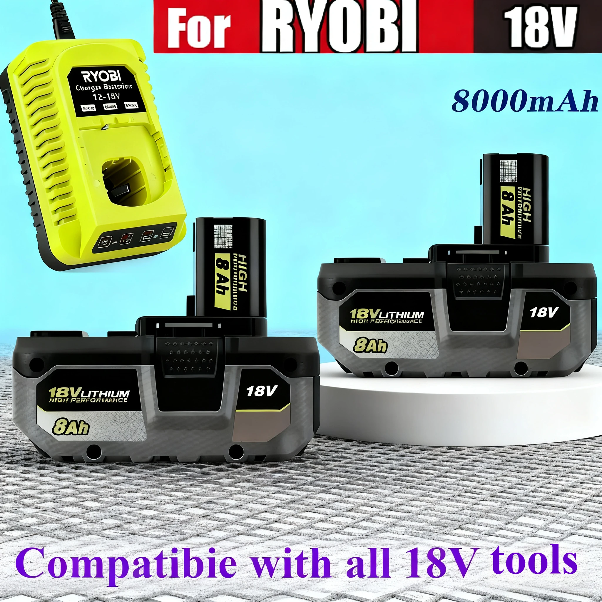 For RYOBI high-performance Lithium Ion Battery 18V low self discharge, Suitable For all Tools P104 P107 P108 RB18L50 RB18L20
For RYOBI high-performance Lithium Ion Battery 18V low self discharge, Suitable For all Tools P104 P107 P108 RB18L50 RB18L20
