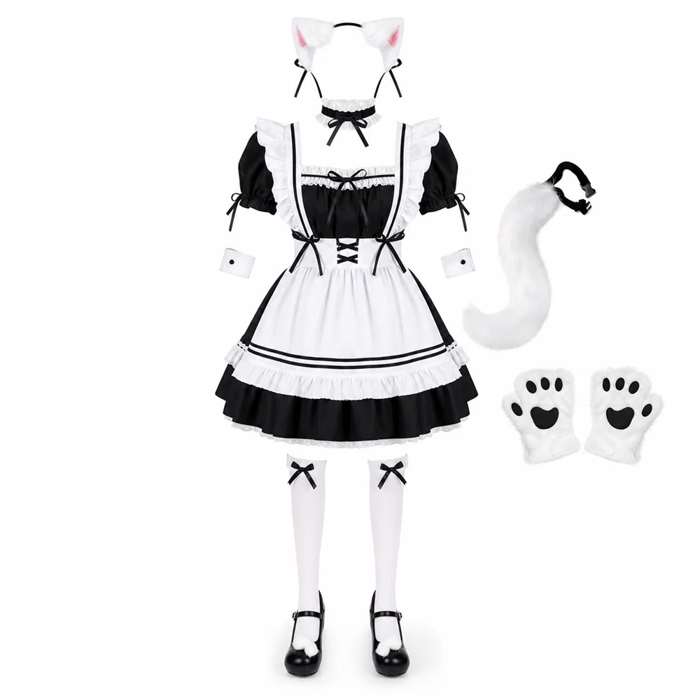 Kawaii Fox Maid Lolita Dress Set Black White Cosplay Costume Anime Neko Uniform With Fluffy Ears Tail Paws Japanese Outfit
Kawaii Fox Maid Lolita Dress Set Black White Cosplay Costume Anime Neko Uniform With Fluffy Ears Tail Paws Japanese Outfit