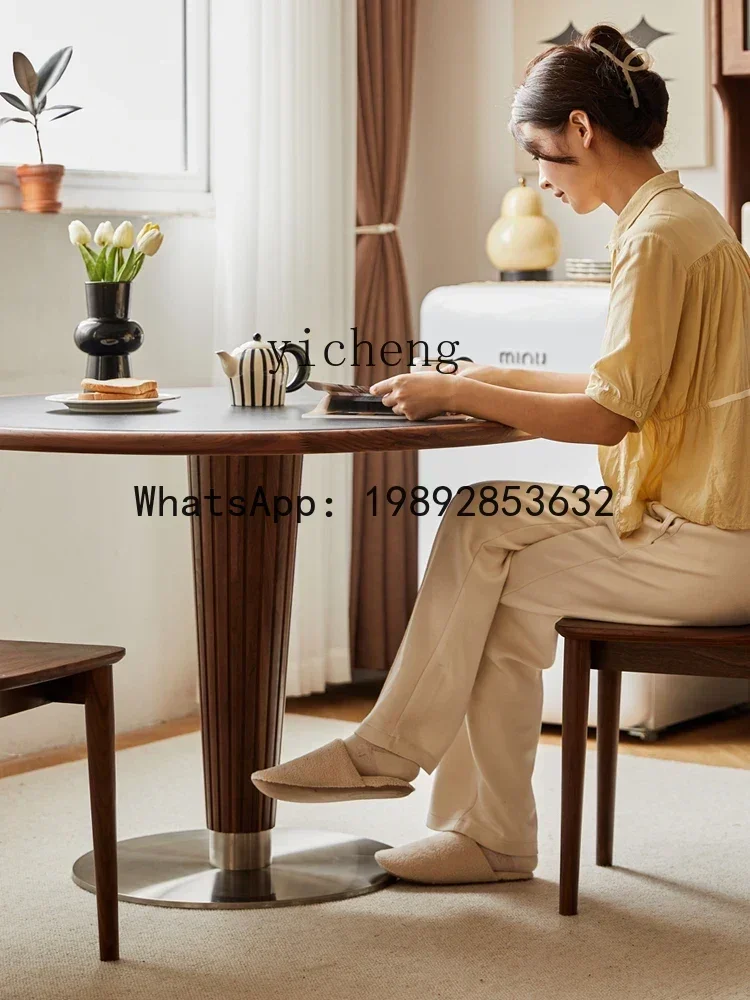 b19 Black Walnut Stone Plate round Table Dining Table Solid Wood and Thickened Small Apartment Household Restaurant round Table
b19 Black Walnut Stone Plate round Table Dining Table Solid Wood and Thickened Small Apartment Household Restaurant round Table