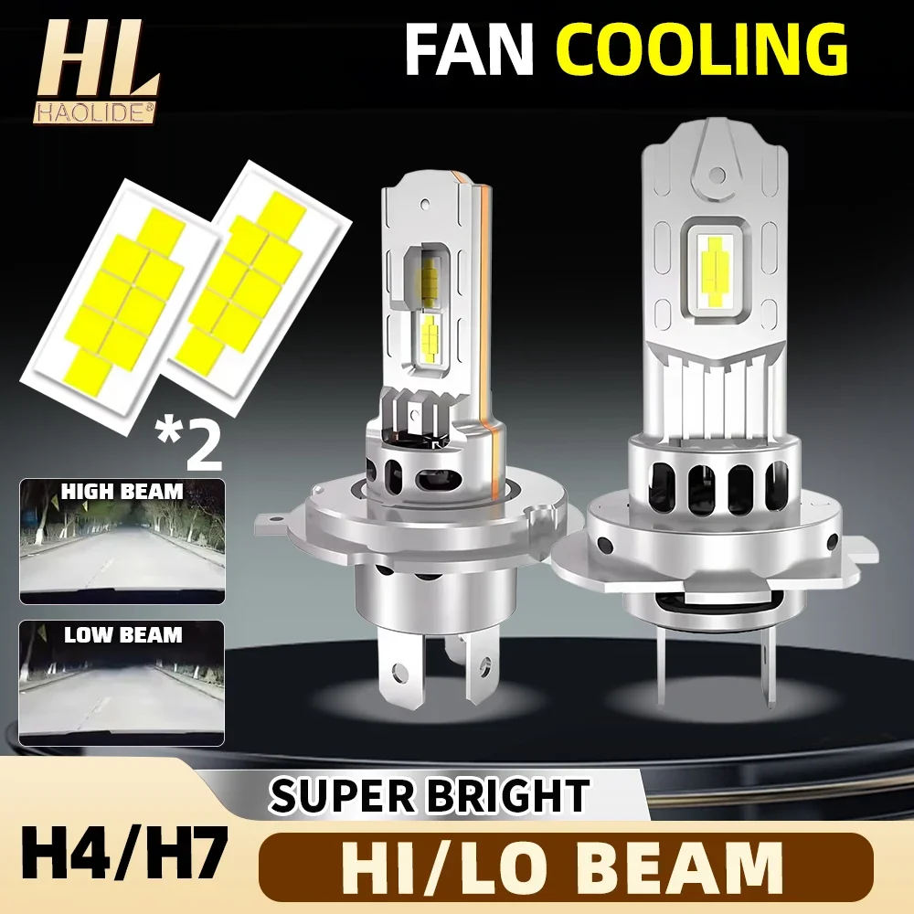 Новые светодиодные лампы HAOLIDE (2 шт.) H7 H4 для фар, 6500K, с вентилятором, для автомобиля, белый свет, суперяркие, 20000 лм, 12В/24В, IP68
Новые светодиодные лампы HAOLIDE (2 шт.) H7 H4 для фар, 6500K, с вентилятором, для автомобиля, белый свет, суперяркие, 20000 лм, 12В/24В, IP68