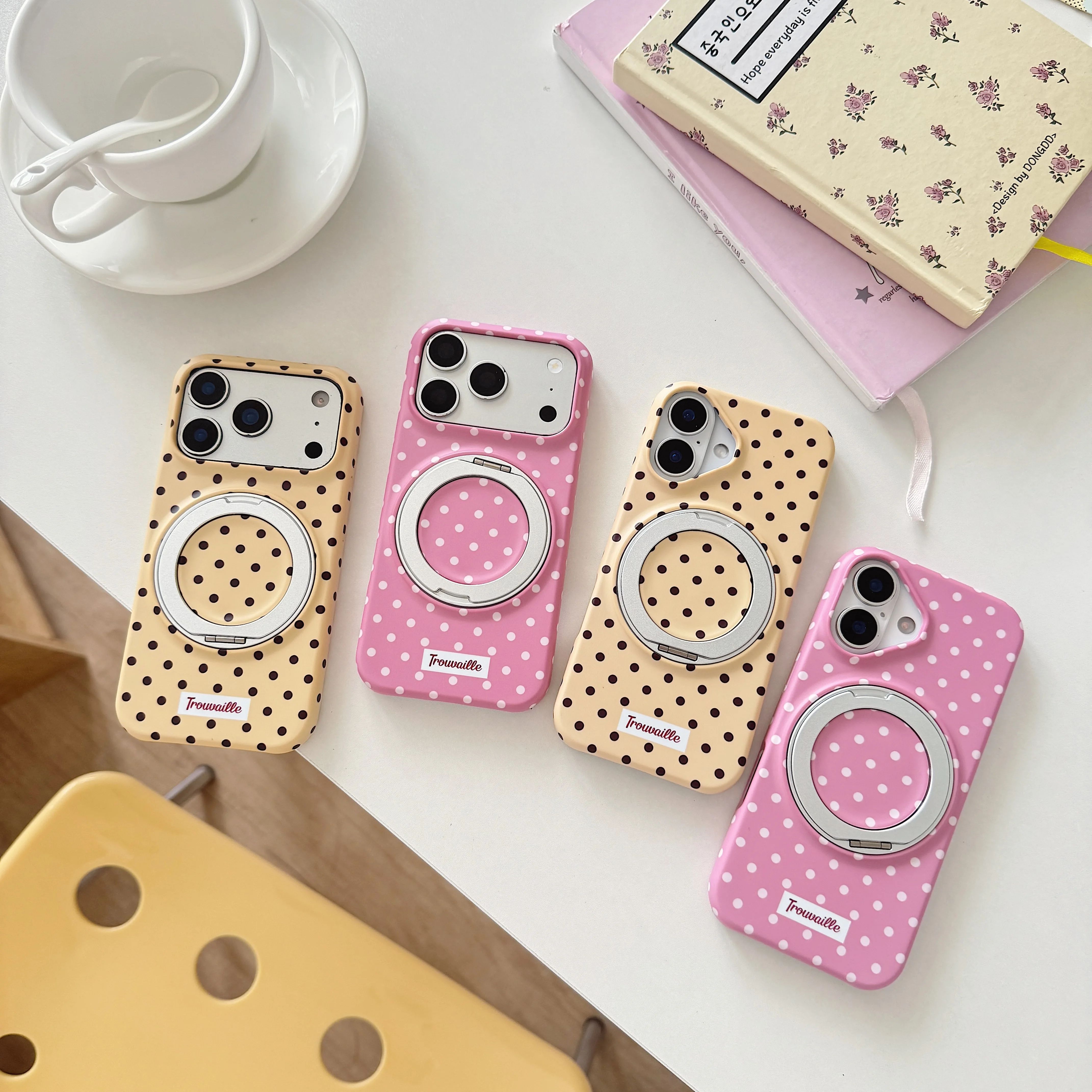 Simple Classic Polka Dot Pattern Yellow Pink Matte Film Cover Case For iPhone 17 16 15 Pro Max with 360° Rotation Holder
Simple Classic Polka Dot Pattern Yellow Pink Matte Film Cover Case For iPhone 17 16 15 Pro Max with 360° Rotation Holder