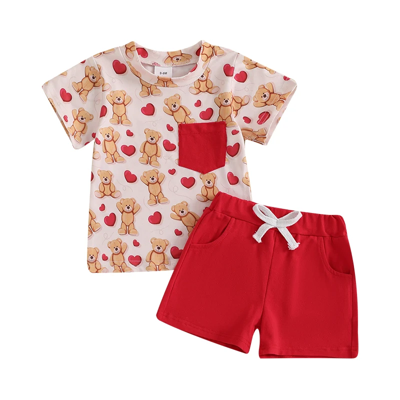 Toddler Boy Valentine s Day Set Bear Heart Print Short Sleeve Crew Neck Tops Pockets Shorts
Toddler Boy Valentine s Day Set Bear Heart Print Short Sleeve Crew Neck Tops Pockets Shorts