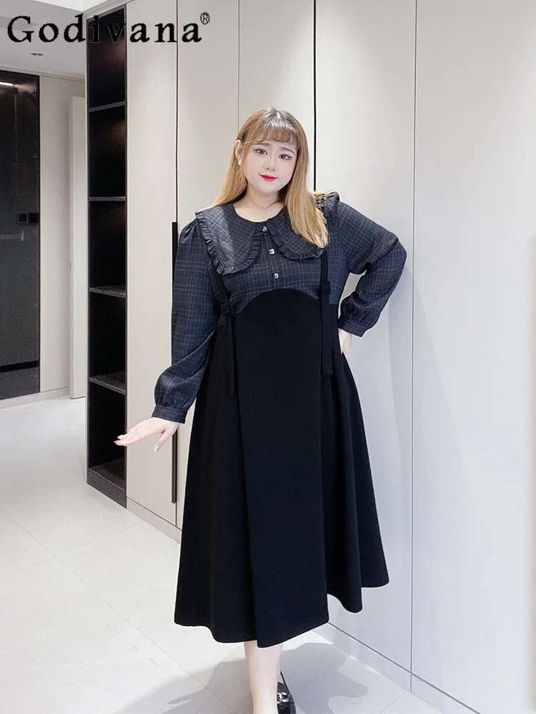 Плюс размер XL-5XL, женская одежда, осенне-зимнее кукольное платье с воротником в стиле ретро, элегантное клетчатое платье из двух частей, уменьшающее возраст, длинное платье с длинными рукавами
Плюс размер XL-5XL, женская одежда, осенне-зимнее кукольное платье с воротником в стиле ретро, элегантное клетчатое платье из двух частей, уменьшающее возраст, длинное платье с длинными рукавами