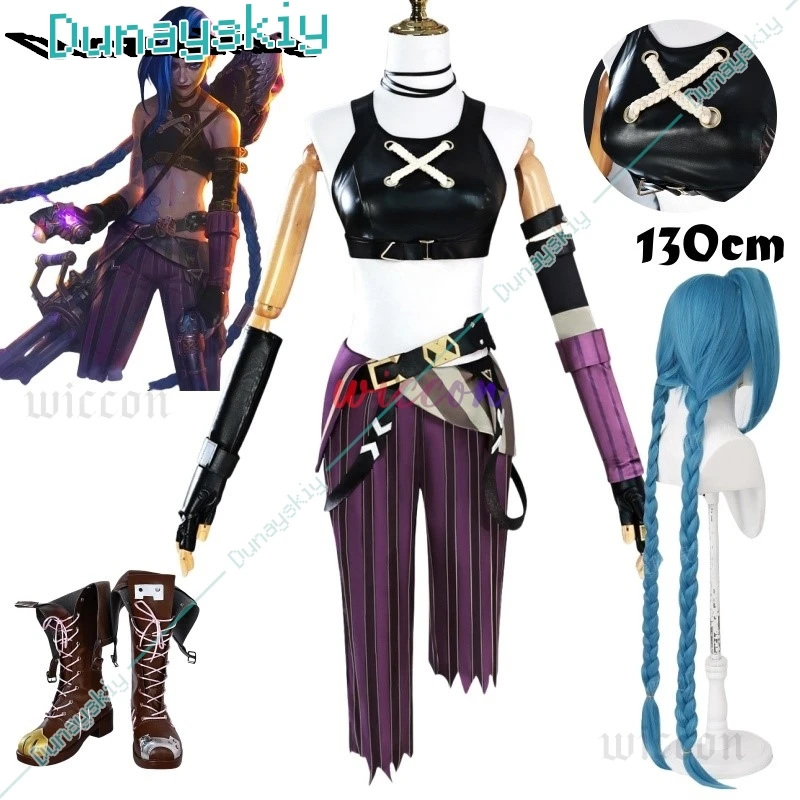 LOL Jinx Cosplay Costume Anime LOL Arcane Jinx Cosplay Uniform Outfits 130cm Wig Halloween Carnival Suit High Quality Costume
LOL Jinx Cosplay Costume Anime LOL Arcane Jinx Cosplay Uniform Outfits 130cm Wig Halloween Carnival Suit High Quality Costume