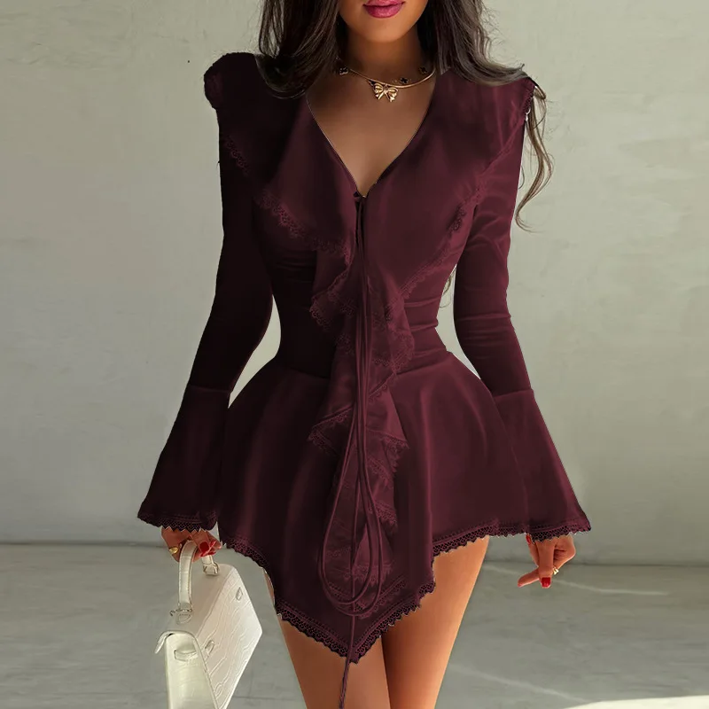 Women 2026 Autumn New Hot Girl Mini Dress Dress Robe Vestido Women Ruffled Sexy Waist-cinching Long Sleeve Dress for
Women 2026 Autumn New Hot Girl Mini Dress Dress Robe Vestido Women Ruffled Sexy Waist-cinching Long Sleeve Dress for