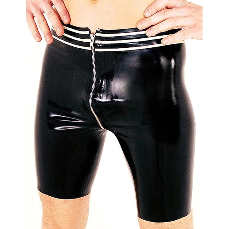 Latex Shorts Black with White with Front Zip Gummi Rubber Male Underwear Short Pant Cool Customized
Latex Shorts Black with White with Front Zip Gummi Rubber Male Underwear Short Pant Cool Customized