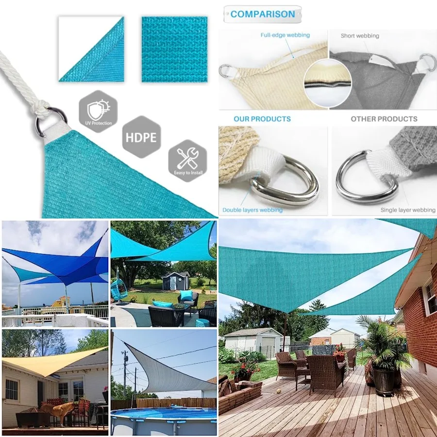 Paradise 20' x 20' x 20' Sun Shade Sail Triangle Canopy Shade Cloth Fabric Sunlight Block Pergola Cover HDPE Deck Awning for Ou
Paradise 20' x 20' x 20' Sun Shade Sail Triangle Canopy Shade Cloth Fabric Sunlight Block Pergola Cover HDPE Deck Awning for Ou