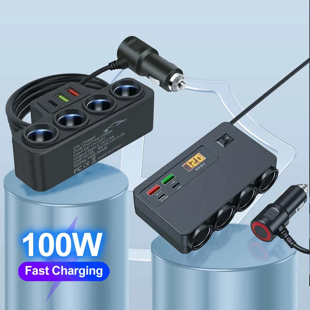 USB-зарядное устройство 4 в 1, 100 Вт, автомобильная вилка, разветвитель прикуривателя, 12 В, 24 В, вилка быстрого зарядного устройства, адаптер питания для телефона, USB + QC3.0 + PD3.1A
USB-зарядное устройство 4 в 1, 100 Вт, автомобильная вилка, разветвитель прикуривателя, 12 В, 24 В, вилка быстрого зарядного устройства, адаптер питания для телефона, USB + QC3.0 + PD3.1A