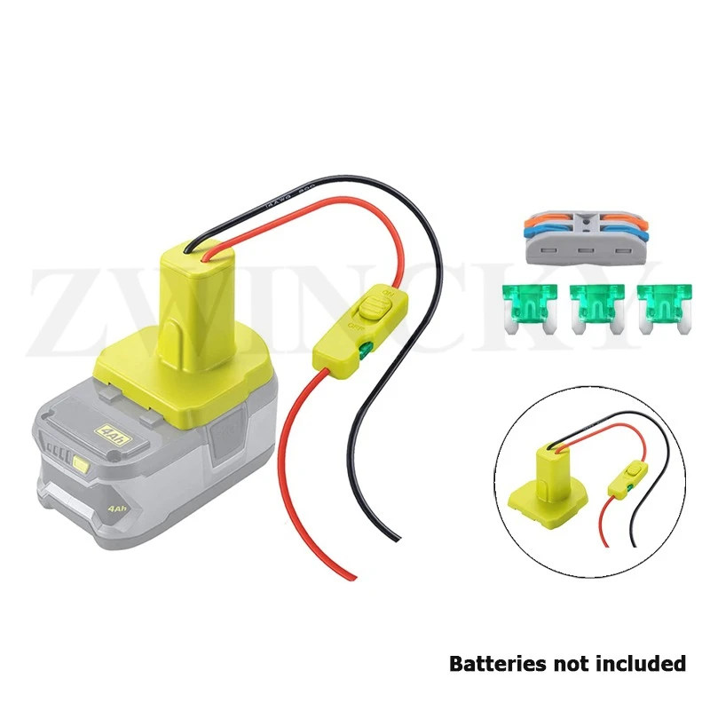 Адаптер аккумулятора Power Wheel для аккумулятора Ryobi 18 В, провод 14 AWG с переключателем и встроенными разъемами предохранителя для роботизированного радиоуправляемого автомобиля, игрушечного автомобиля 
Адаптер аккумулятора Power Wheel для аккумулятора Ryobi 18 В, провод 14 AWG с переключателем и встроенными разъемами предохранителя для роботизированного радиоуправляемого автомобиля, игрушечного автомобиля