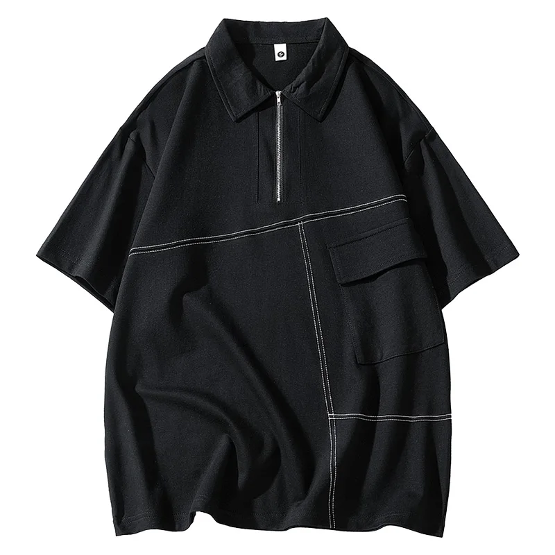 New Summer Fashion Versatile Couple'S Short Sleeve Zipper Collar Top Men'S Korean Youth Casual Trendy Loose Casual T-Shirt
New Summer Fashion Versatile Couple'S Short Sleeve Zipper Collar Top Men'S Korean Youth Casual Trendy Loose Casual T-Shirt