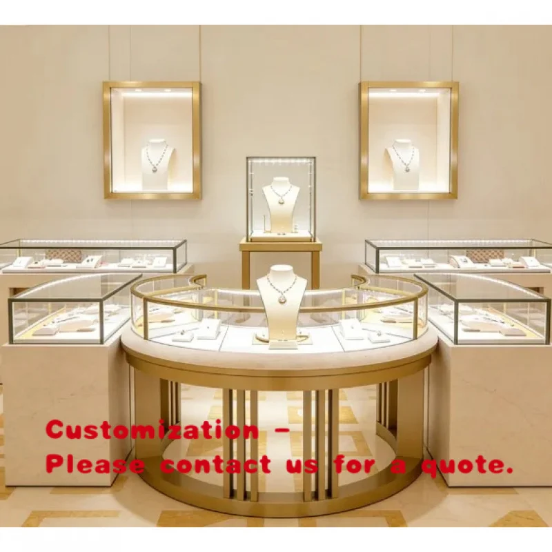 custom.Luxury Curved Jewelry Display Cabinet LED Lighting | Color Gold Metal Frame | Custom High-End Showcase Jewelry
custom.Luxury Curved Jewelry Display Cabinet LED Lighting | Color Gold Metal Frame | Custom High-End Showcase Jewelry