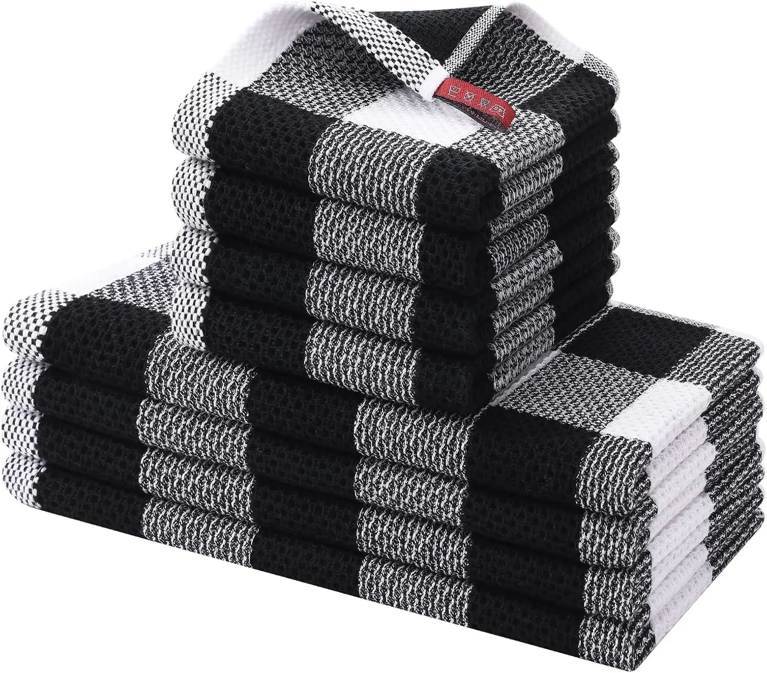 8-Piece Cotton Kitchen Towels & Dishcloths Set, Super Absorbent Waffle Weave, 12x12 & 13x28 Inches, White & Black
8-Piece Cotton Kitchen Towels & Dishcloths Set, Super Absorbent Waffle Weave, 12x12 & 13x28 Inches, White & Black