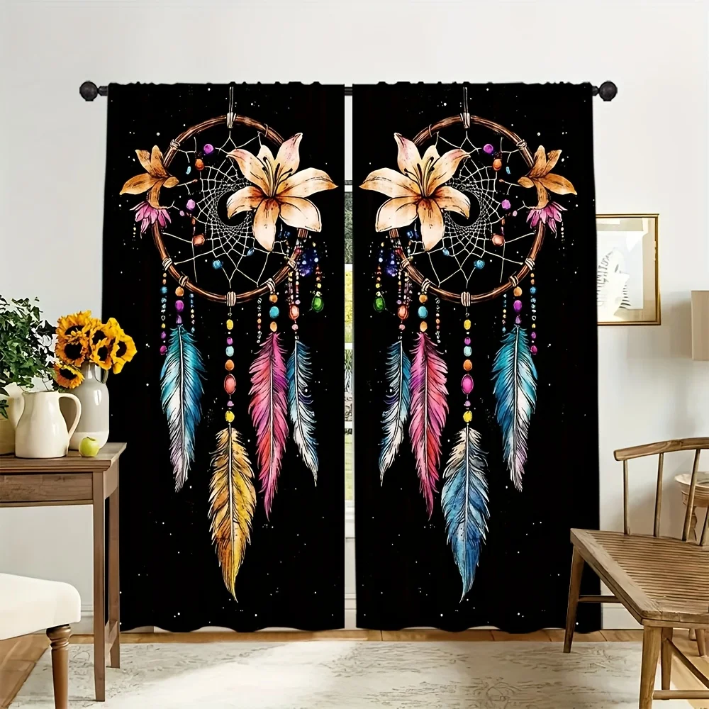 Colorful Dreamcatcher with Feathers and Flowers Curtains Boho Artistic Design Elegant Home Decor Spiritual Theme Window Drapes
Colorful Dreamcatcher with Feathers and Flowers Curtains Boho Artistic Design Elegant Home Decor Spiritual Theme Window Drapes