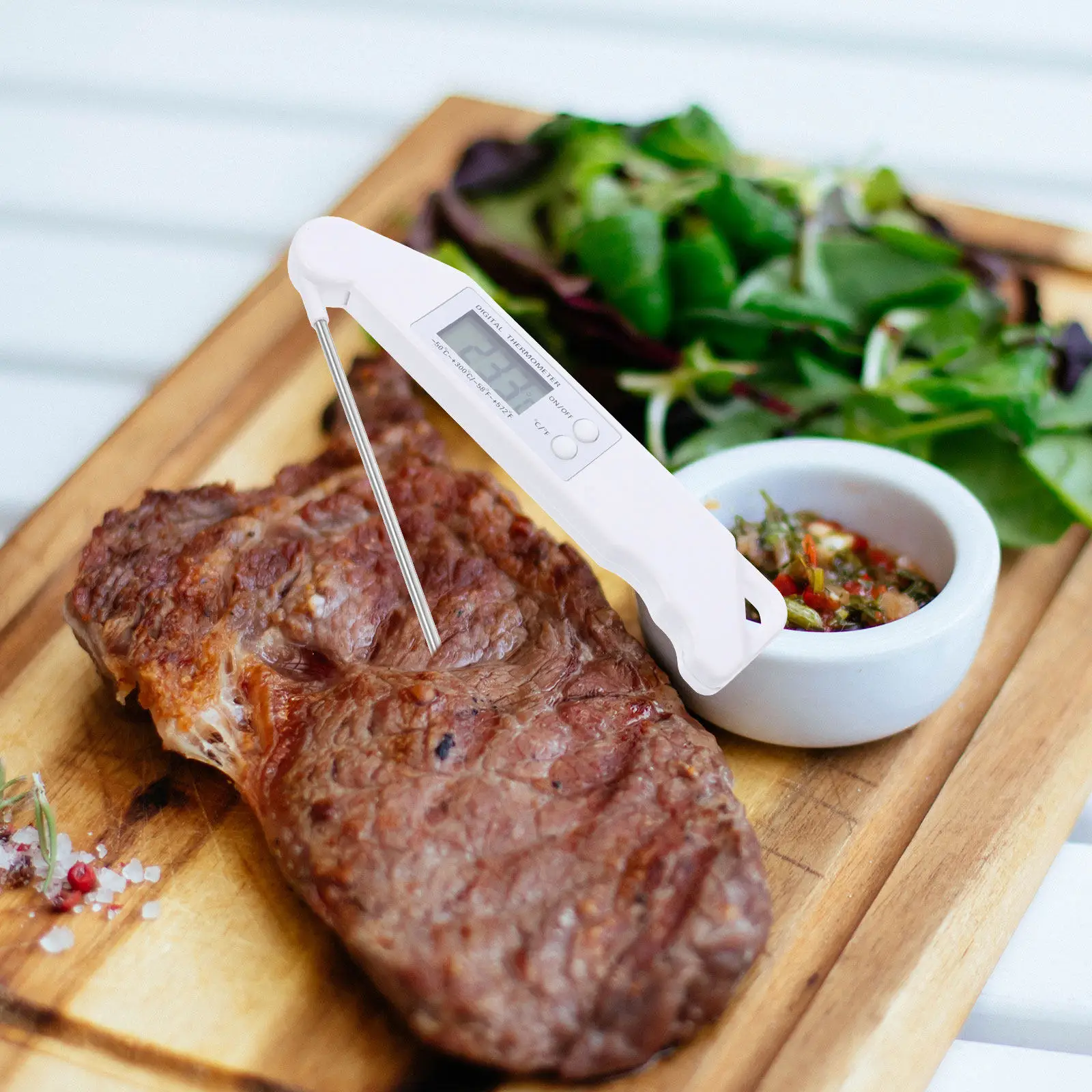 White Folding Barbecue Probe Thermometer Fast Accurate Digital Meat Thermometer Kitchen Food Cooking Electronic Temperature
White Folding Barbecue Probe Thermometer Fast Accurate Digital Meat Thermometer Kitchen Food Cooking Electronic Temperature