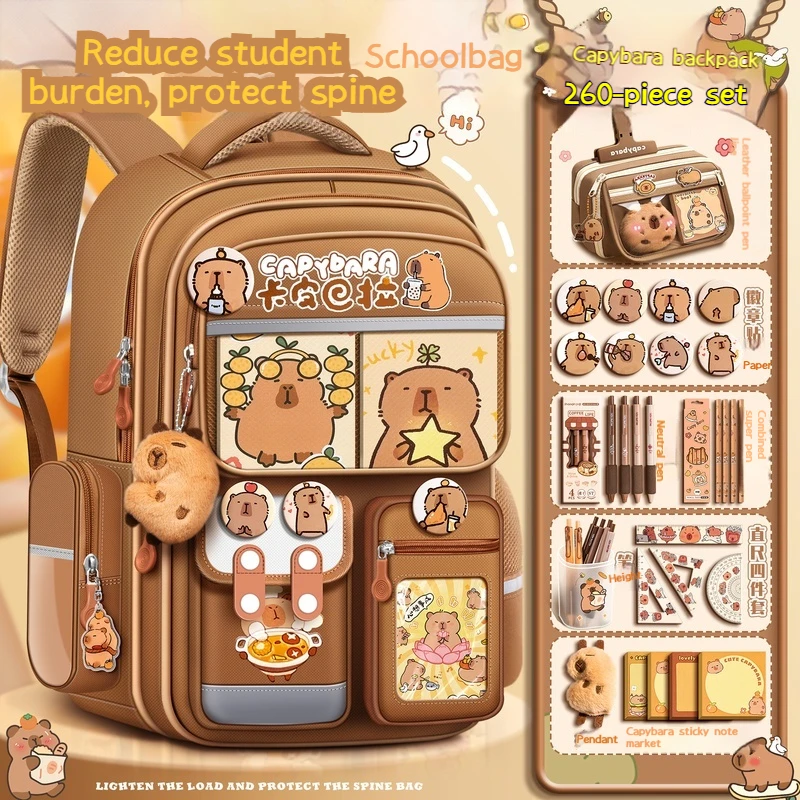 Capybara Backpack Stationery Set Ergonomic Spine Protection Large-Capacity Comfortable Wide Straps College Students School Bags
Capybara Backpack Stationery Set Ergonomic Spine Protection Large-Capacity Comfortable Wide Straps College Students School Bags