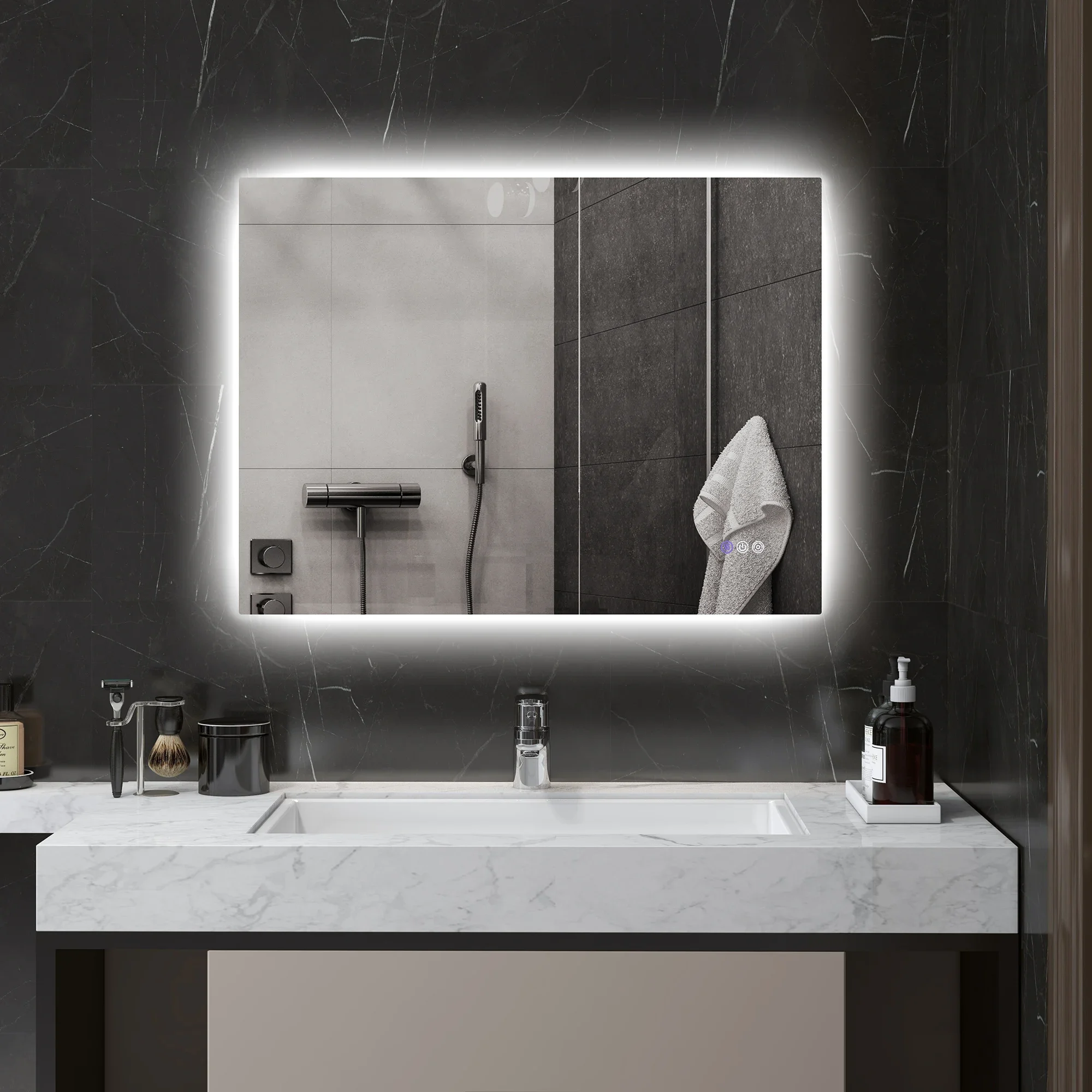 Backlit LED Bathroom Mirror with Anti-Fog, Memory & Infinite Color Temperature, Wall Mounted Dimmable Vanity Mirror
Backlit LED Bathroom Mirror with Anti-Fog, Memory & Infinite Color Temperature, Wall Mounted Dimmable Vanity Mirror