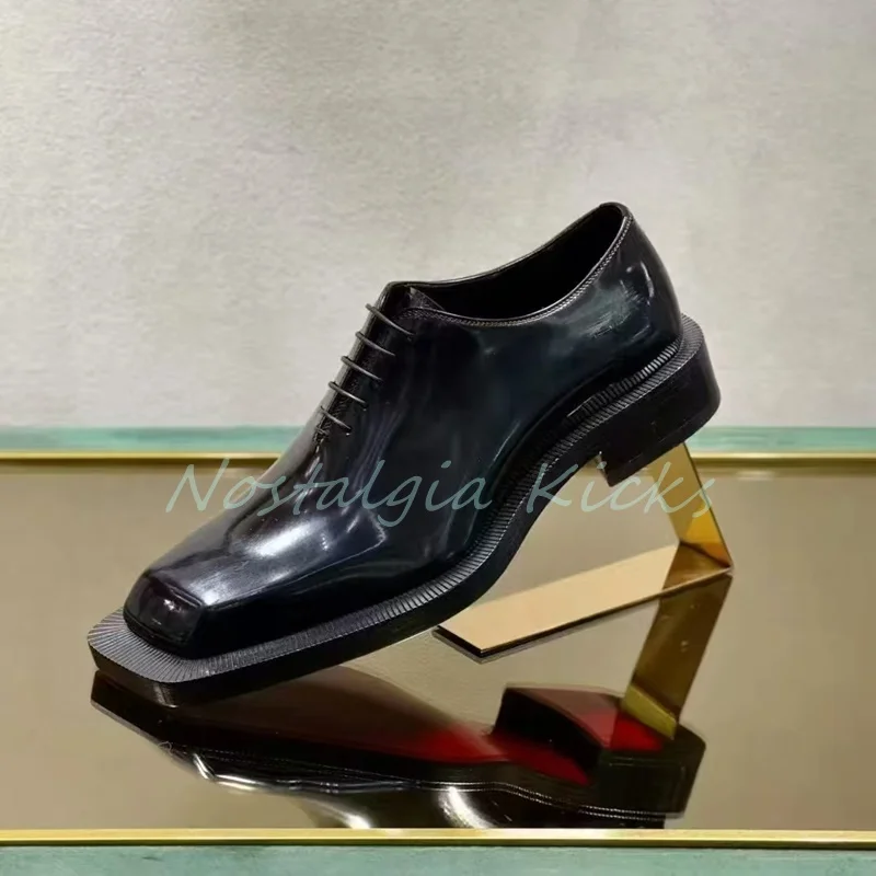 Glossy Black Square Toe Men's Office Shoes Cow Leather Formal Lace Up Wedding Shoes Modern Classic Oxford Business Footwear
Glossy Black Square Toe Men's Office Shoes Cow Leather Formal Lace Up Wedding Shoes Modern Classic Oxford Business Footwear