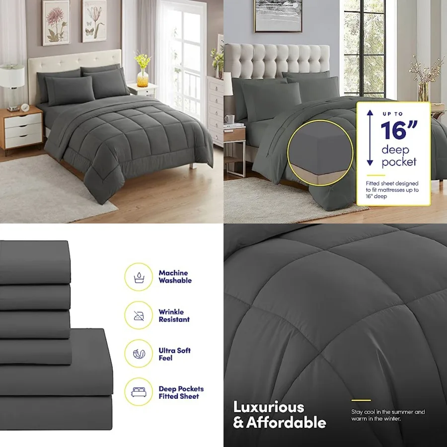 5 Pcs Comforter Set Bag Solid Color All Season Soft Down Alternative Blanket Luxurious Microfiber Bed Sheets
5 Pcs Comforter Set Bag Solid Color All Season Soft Down Alternative Blanket Luxurious Microfiber Bed Sheets