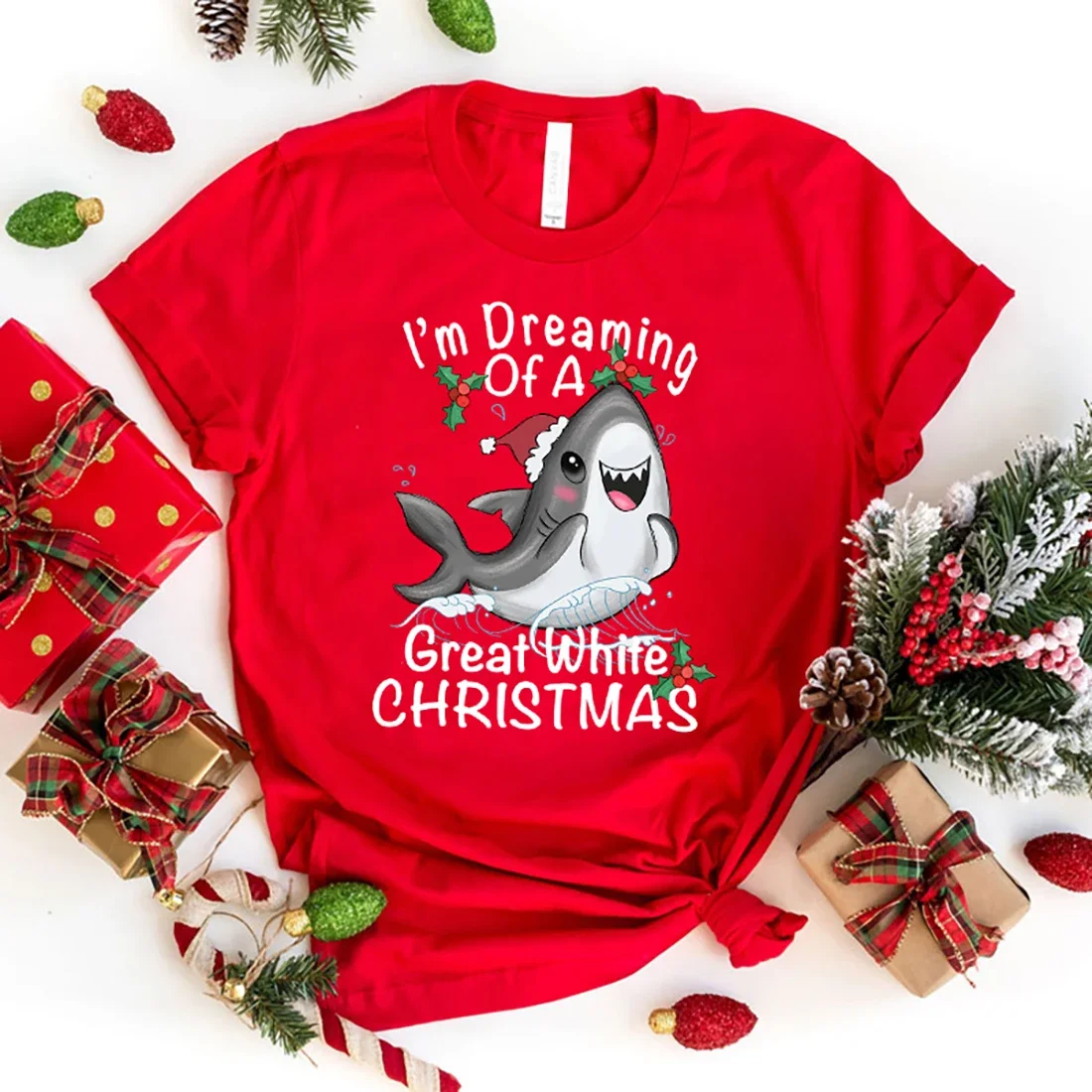 Модная футболка с принтом «Я мечтаю великой белой рождественской акулы», футболка для девочек, топ с мягким принтом, футболка унисекс, одежда, повседневные топы
Модная футболка с принтом «Я мечтаю великой белой рождественской акулы», футболка для девочек, топ с мягким принтом, футболка унисекс, одежда, повседневные топы