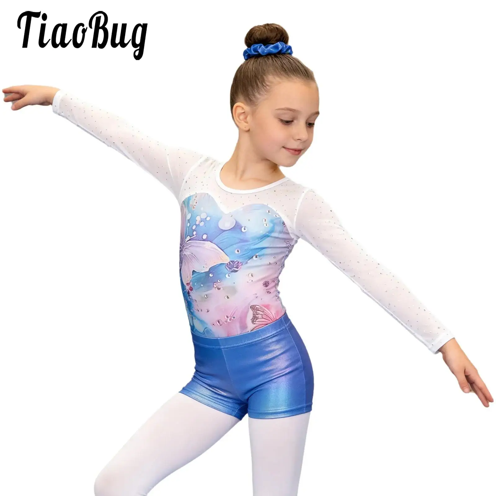 Kids Girls 3-Piece Dancewear Gymnastics Ballet Outfits Long Sleeve Printed Leotard Metallic Shorts And Hair Band for Performance
Kids Girls 3-Piece Dancewear Gymnastics Ballet Outfits Long Sleeve Printed Leotard Metallic Shorts And Hair Band for Performance